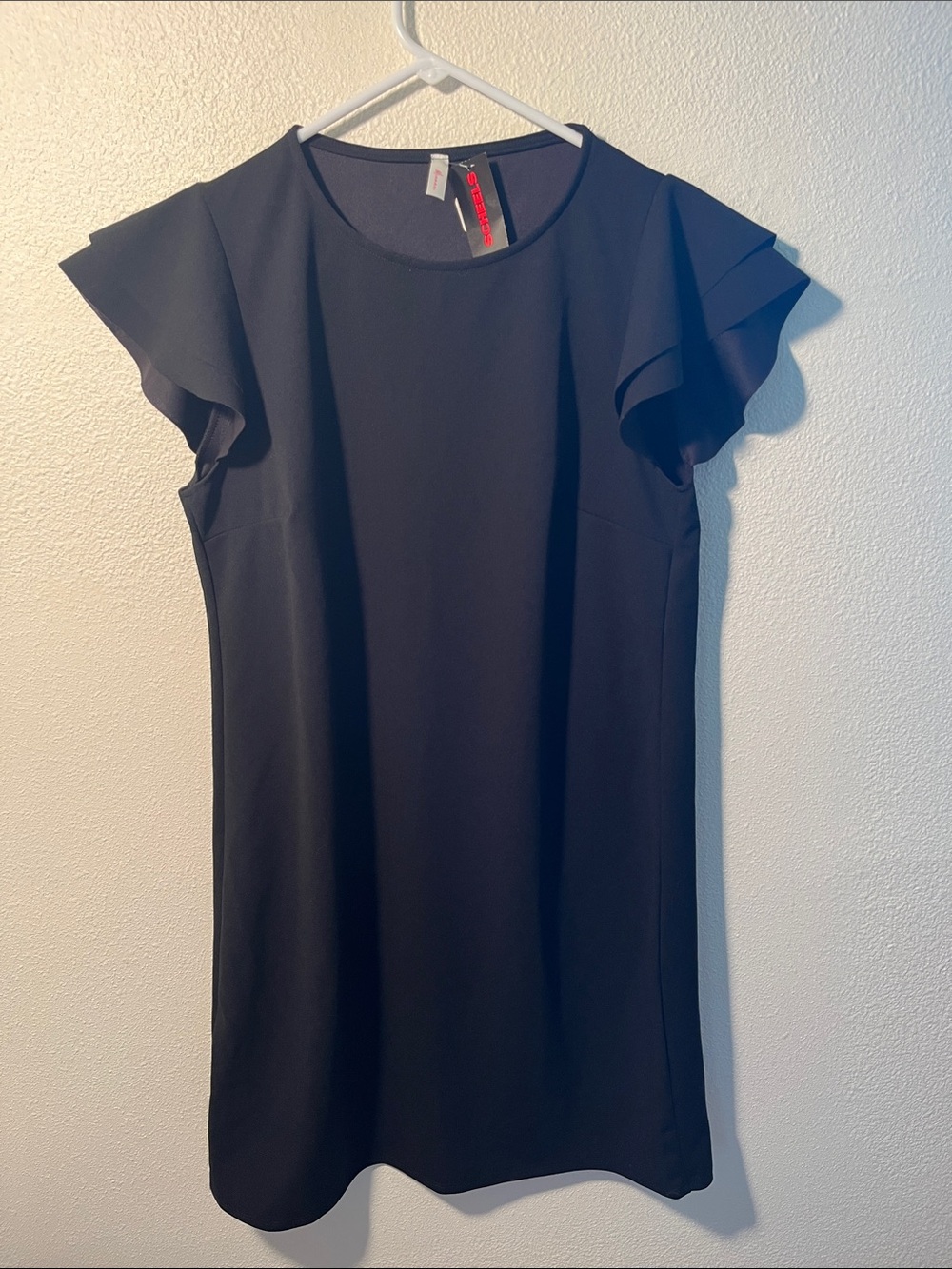 Women's Black Flutter Sleeve Dress.